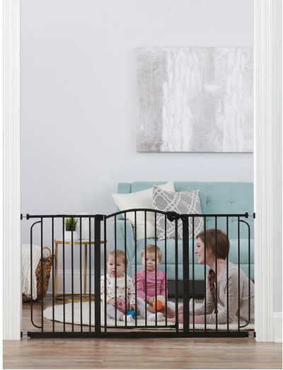Regalo 58-Inch Extra Tall Arched Baby Gate – Walk-Thru Safety Gate with Bronze Finish, Pressure & Wall Mount, 4-Inch Extension, Secure & Stylish Protection