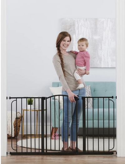 Regalo 58-Inch Extra Tall Arched Baby Gate – Walk-Thru Safety Gate with Bronze Finish, Pressure & Wall Mount, 4-Inch Extension, Secure & Stylish Protection