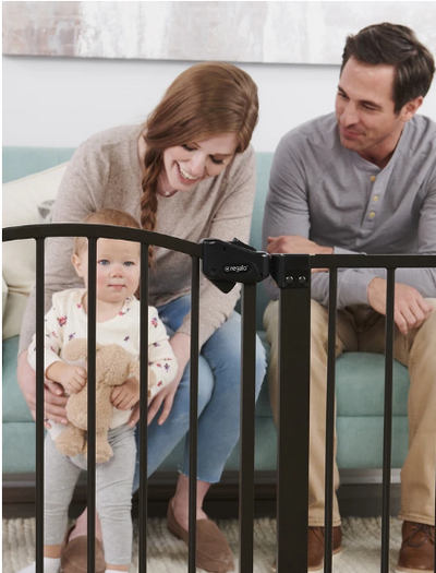 Regalo 58-Inch Extra Tall Arched Baby Gate – Walk-Thru Safety Gate with Bronze Finish, Pressure & Wall Mount, 4-Inch Extension, Secure & Stylish Protection