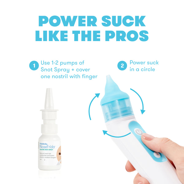Frida Baby Electric NoseFrida Nasal Aspirator for Baby, Nose Sucker for Allergy Relief for Baby & Toddler, Nasal Aspirator with 3 Suction Levels, 2 Silicone Tips, USB Rechargeable
