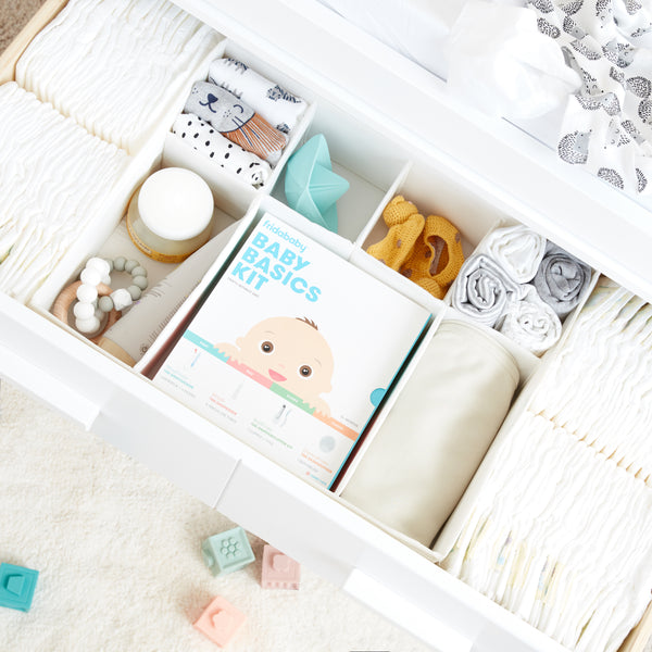 Frida Baby Basics Kit | Baby Essentials Kit Includes Nasal Aspirator Snotsucker, NailFrida Nail Files, Windi Gas Relief, DermaFrida Bath Brush + Silicone Carry Case