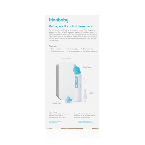 Frida Baby Electric NoseFrida Nasal Aspirator for Baby, Nose Sucker for Allergy Relief for Baby & Toddler, Nasal Aspirator with 3 Suction Levels, 2 Silicone Tips, USB Rechargeable