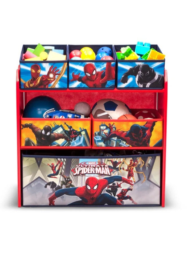 Spider-Man Multi-Bin Toy Organizer | 6 Storage Bins | Colorful Spider-Man Graphics | Reusable Stickers | GREENGUARD Gold Certified | Ideal for Kids | 80 x 30 x 58 CM