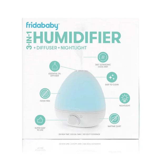 Frida Baby 3-in-1 Cool Mist Humidifier for Baby with Diffuser + Nightlight, Baby Humidifier for Bedroom, Nursery + Large Rooms, Quiet, Auto Shut Off, Runs +24hrs