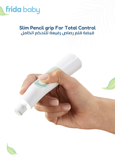 Electric Nail Buffer for Baby | Soft & Safe Nail Trimming Kit | 4 Grit Levels | LED Light | 2 AAA Batteries | 12.5 x 4 x 4 CM | Quiet & Ergonomic | Travel Case Included