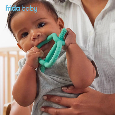 Silicone Baby Teether for Sore Gums | Easy-Hold Wrist-Hugging Design | Multiple Textures for Front & Back Teeth | BPA-Free | Pink | 14.6 x 4.8 x 16.5 CM