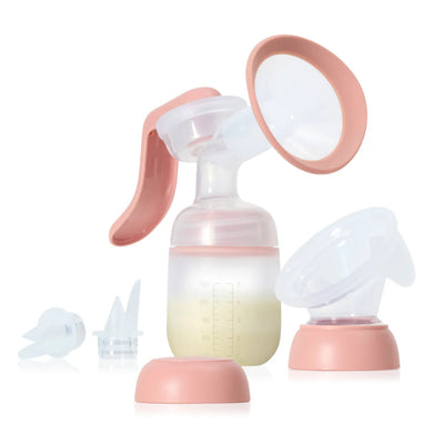 2-in-1 Manual Breast Pump with Hands-Free Silicone Suction Cup | Dual-Mode Wireless Milk Collector | Ergonomic Handle | SoftFeel Flange 24mm | 150ml BPA-Free Breastfeeding Pump