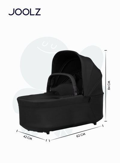 Joolz Hub² Carrycot for Stroller – Lightweight, Foldable & Travel-Friendly Baby Bassinet, Breathable Mattress, Ventilated Sun Hood, Newborn Comfort (0-6M) – Space Black