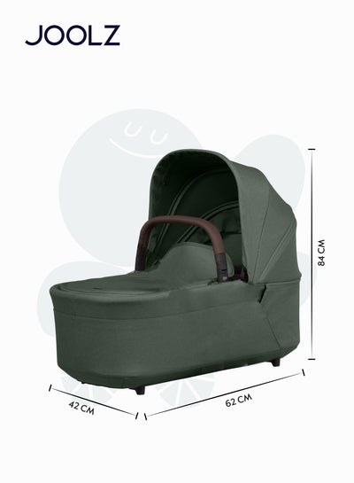 Joolz Hub² Carrycot for Stroller | Lightweight & Foldable Baby Bassinet | Breathable Mattress & Ventilated Sun Hood | Newborn Comfort 0-6 Months | Forest Green | Travel-Friendly