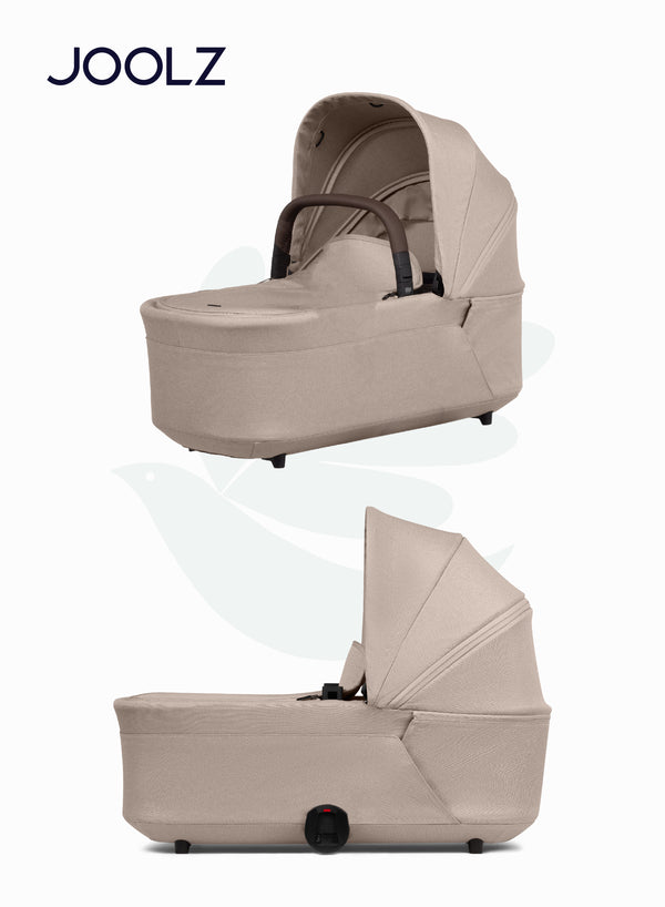 Hub² Carrycot for Stroller | Lightweight & Foldable Baby Bassinet | Breathable Mattress & Ventilated Sun Hood | Newborn Comfort 0-6 Months | Forest Green | Travel-Friendly - Sandy taupe