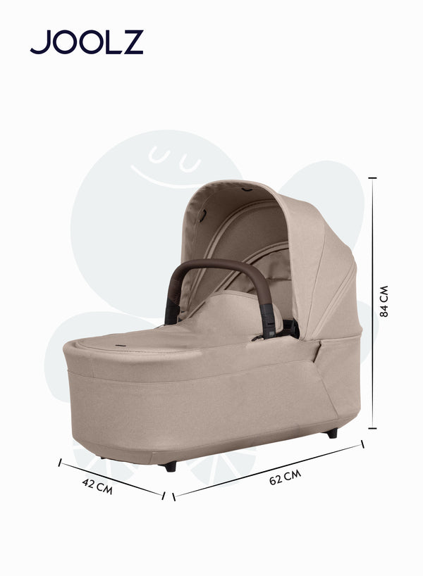 Hub² Carrycot for Stroller | Lightweight & Foldable Baby Bassinet | Breathable Mattress & Ventilated Sun Hood | Newborn Comfort 0-6 Months | Forest Green | Travel-Friendly - Sandy taupe