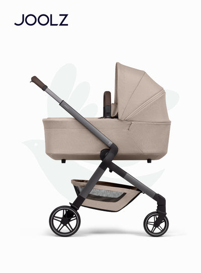 Hub² Carrycot for Stroller | Lightweight & Foldable Baby Bassinet | Breathable Mattress & Ventilated Sun Hood | Newborn Comfort 0-6 Months | Forest Green | Travel-Friendly - Sandy taupe