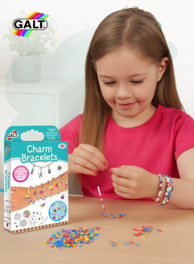 Charm Bracelets Jewellery Kit for Kids | DIY Beaded & Metal Charms | Complete Craft Set with Beads Needle Cotton Chain | 15.1x3.5x26.5 CM | Age 5+ | Gift Ready