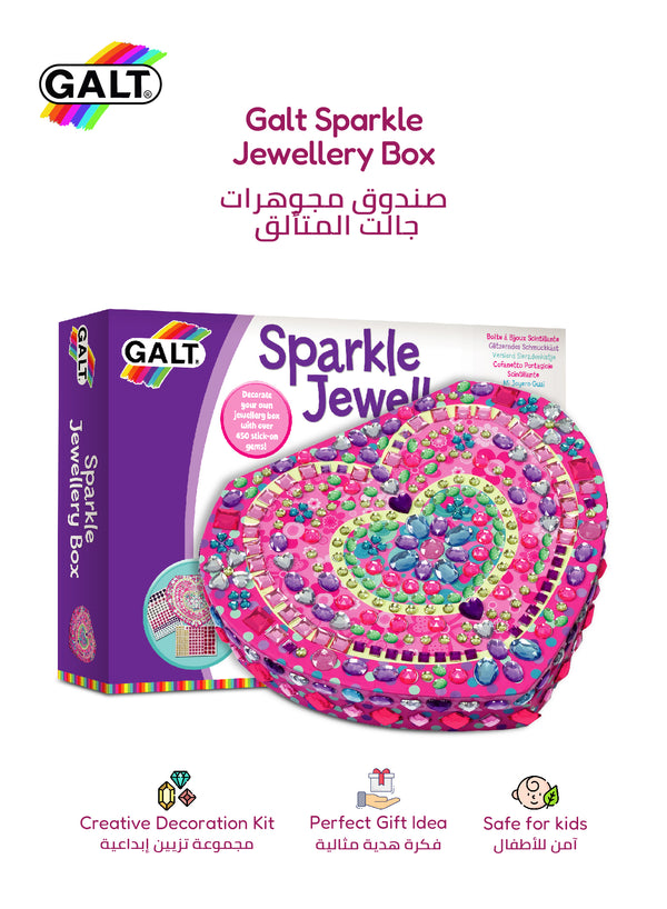 Sparkle Jewellery Box Craft Kit for Girls | 450 Stick-On Gems | DIY Storage Gift Set | Creative Jewelry Making Activity | Size 25 x 21 x 5 cm | Ages 6+
