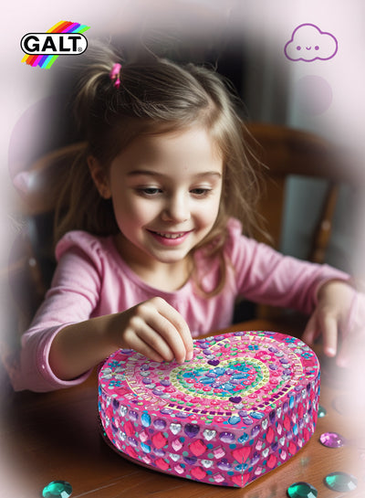 Sparkle Jewellery Box Craft Kit for Girls | 450 Stick-On Gems | DIY Storage Gift Set | Creative Jewelry Making Activity | Size 25 x 21 x 5 cm | Ages 6+
