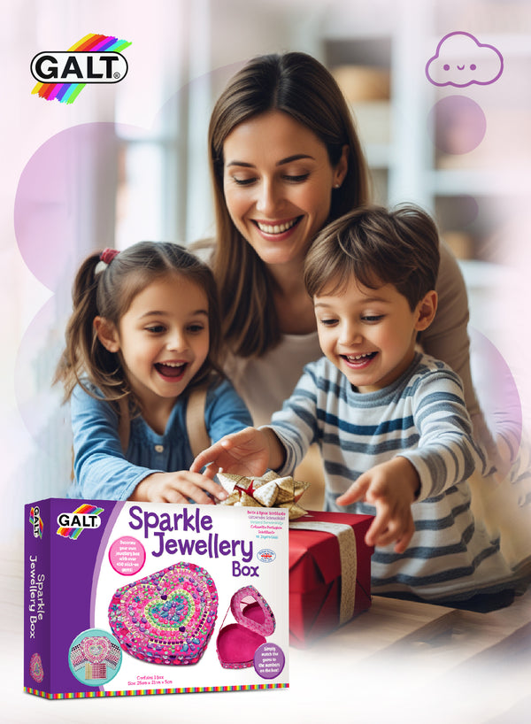 Sparkle Jewellery Box Craft Kit for Girls | 450 Stick-On Gems | DIY Storage Gift Set | Creative Jewelry Making Activity | Size 25 x 21 x 5 cm | Ages 6+