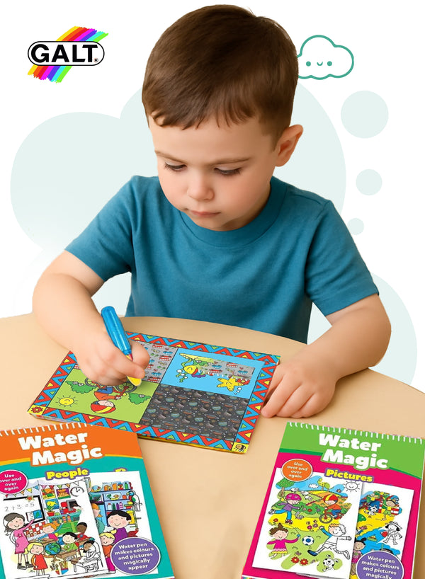 Water Magic Gift Set | Reusable Picture & Pattern Books | Includes 2 Water Pens, 2 Placemats | Mess-Free Creative Fun for Kids 3+ | 20x15 & 30x23 CM Boards | Travel-Friendly