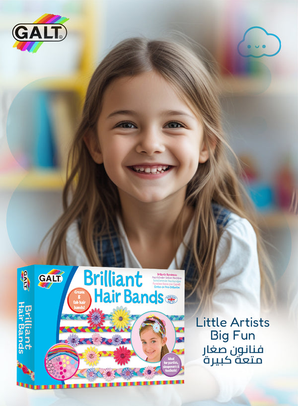 Create 8 Colorful Hair Bands | Craft Kit for Kids | Easy to Make | Age 6+ | Includes Colorful Strips, Flowers, Beads | Ideal for Parties & Festivals | 22 x 7 x 31 cm