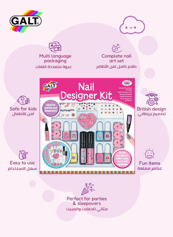 Nail Art Kit for Kids | 8 Polishes 2 Pens Stickers & More | Safe DIY Beauty Set | Perfect for Parties & Sleepovers | Fun Fashion Toy | 23.1 x 5.1 x 23.1 cm