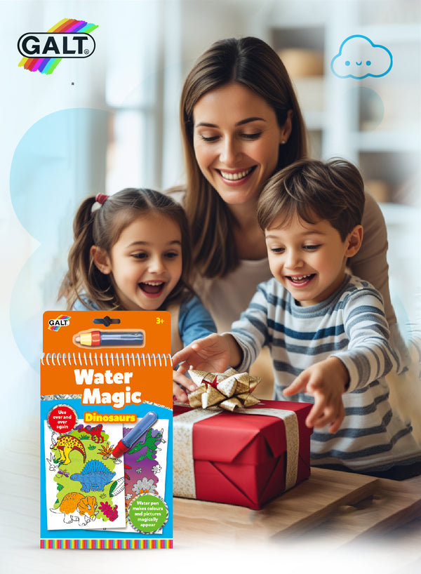 Water Magic Dinosaurs Book with Water Pen | 6 Reusable Pages | Travel-Friendly Mess-Free Activity for Kids | 14.5 x 1.5 x 26.5 cm