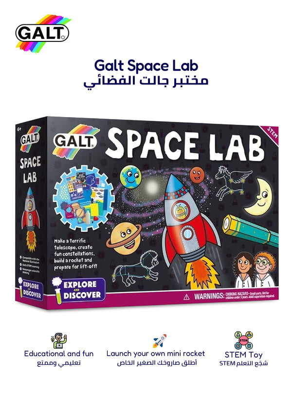 Space Lab STEM Science Kit | Glow-in-the-Dark Constellation Models | Build Telescope & Rocket | 12 Fun Experiments | Includes Lab Book | 31x7x22 CM | Ages 6+