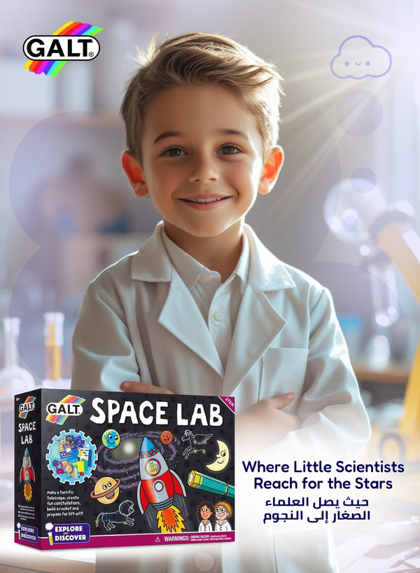 Space Lab STEM Science Kit | Glow-in-the-Dark Constellation Models | Build Telescope & Rocket | 12 Fun Experiments | Includes Lab Book | 31x7x22 CM | Ages 6+