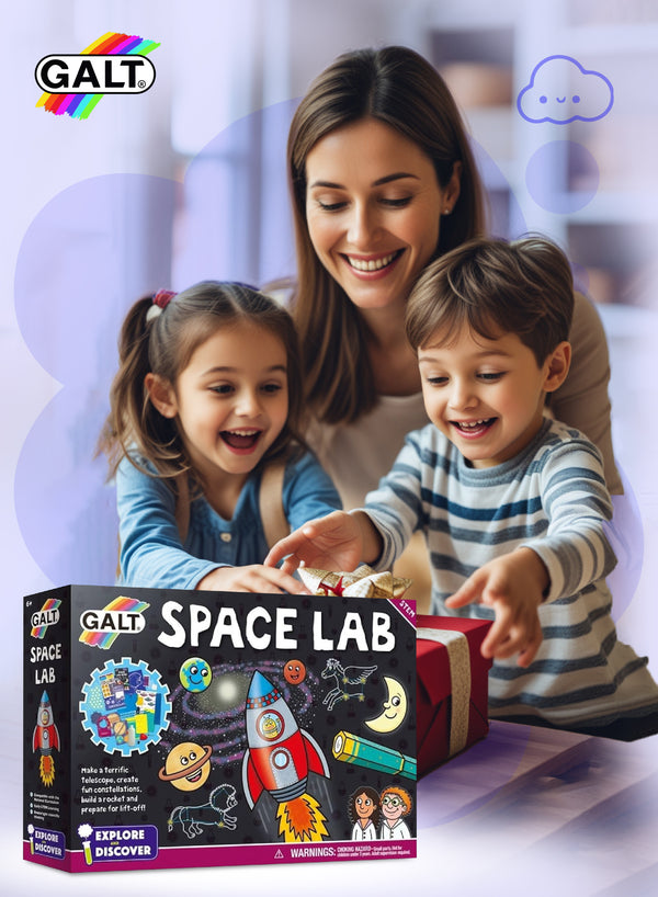 Space Lab STEM Science Kit | Glow-in-the-Dark Constellation Models | Build Telescope & Rocket | 12 Fun Experiments | Includes Lab Book | 31x7x22 CM | Ages 6+