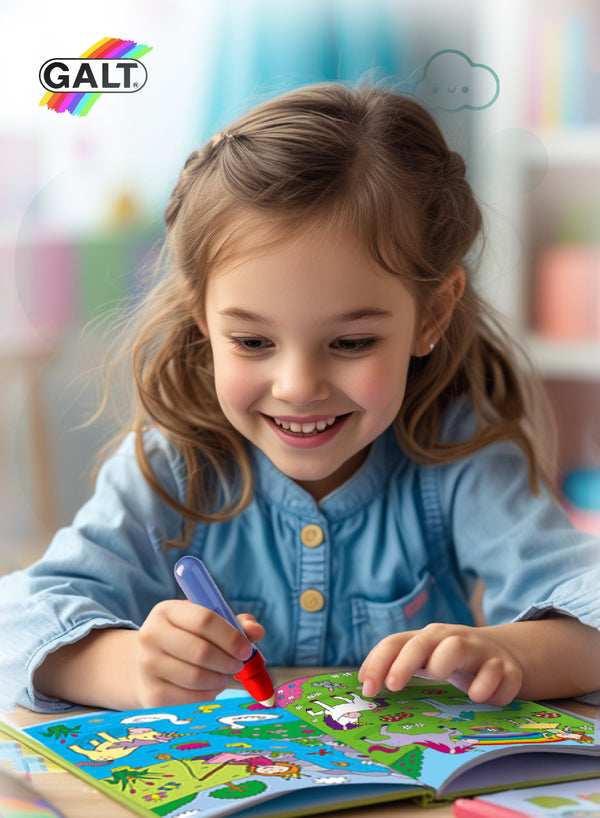 Magical Water Colouring Book | Unicorn-Themed Activity Kit for Kids Age 3+ | Reusable Pages with Refillable Water Pen | 14.5 x 1.5 x 26.5 CM | Mess-Free Fun Learning