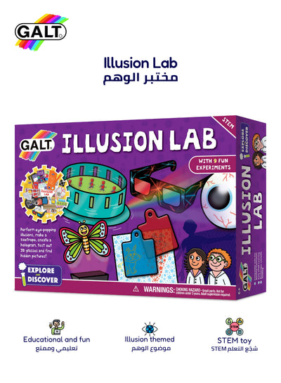 Illusion Lab Science Kit | Optical Illusions | 9 Fun Experiments | 3D Images | Periscope, Zoetrope, Eye Model | Develop Science Skills | 6+ Years | Dimensions: 30x25x10 CM