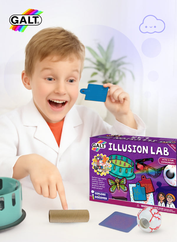 Illusion Lab Science Kit | Optical Illusions | 9 Fun Experiments | 3D Images | Periscope, Zoetrope, Eye Model | Develop Science Skills | 6+ Years | Dimensions: 30x25x10 CM