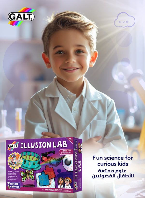 Illusion Lab Science Kit | Optical Illusions | 9 Fun Experiments | 3D Images | Periscope, Zoetrope, Eye Model | Develop Science Skills | 6+ Years | Dimensions: 30x25x10 CM