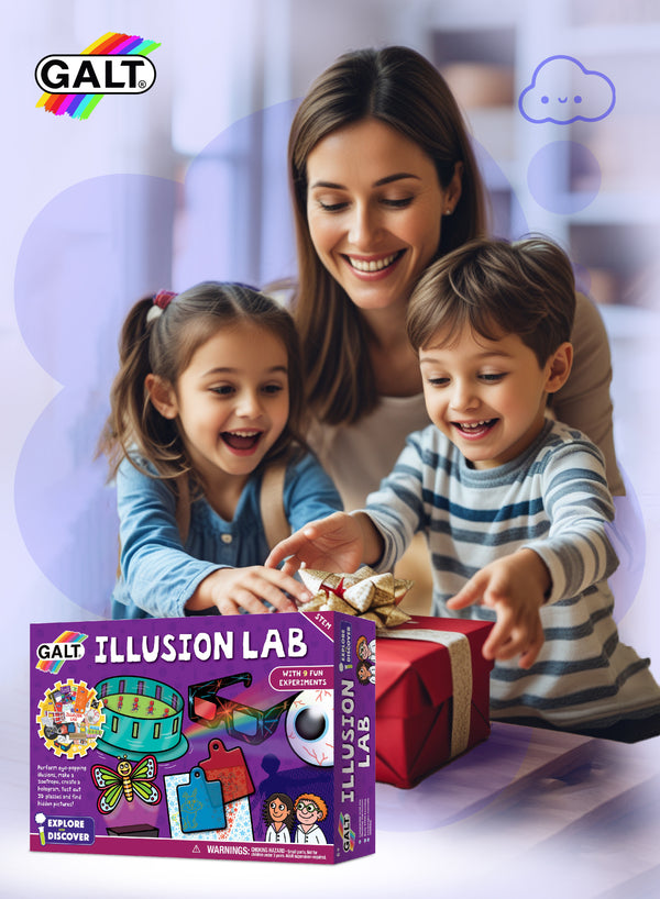 Illusion Lab Science Kit | Optical Illusions | 9 Fun Experiments | 3D Images | Periscope, Zoetrope, Eye Model | Develop Science Skills | 6+ Years | Dimensions: 30x25x10 CM