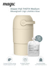 MAGIC - THOTH M Diaper Pail | Odorless & Telescopic | Toilet Lid | Free Roll of 15 Bags - Beige
