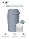 MAGIC - THOTH M Diaper Pail | Odorless & Telescopic | Toilet Lid | Free Roll of 15 Bags - Pigeon Blue