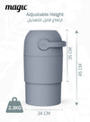 MAGIC - THOTH M Diaper Pail | Odorless & Telescopic | Toilet Lid | Free Roll of 15 Bags - Pigeon Blue