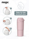 MAGIC - THOTH L Diaper Pail | Odorless & Telescopic | 2nd Life Concept: Converts to Potty Trainer, Kitchen Waste Bin, or Toilet Lid | Free Roll of 15 Bags - Blush Pink