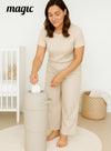 MAGIC - THOTH L Diaper Pail | Odorless & Telescopic | 2nd Life Concept: Converts to Potty Trainer, Kitchen Waste Bin, or Toilet Lid | Free Roll of 15 Bags - Beige
