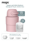 MAGIC - HEKA M Diaper Pail | Odorless &amp; Telescopic | 35 Diaper Capacity | 2nd Life Concept: Converts to Potty Trainer, Kitchen Waste Bin, or Toilet Lid | Free Roll of 15 Bags - Blush Pink
