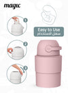 MAGIC - HEKA M Diaper Pail | Odorless &amp; Telescopic | 35 Diaper Capacity | 2nd Life Concept: Converts to Potty Trainer, Kitchen Waste Bin, or Toilet Lid | Free Roll of 15 Bags - Blush Pink