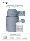 MAGIC - HEKA M Diaper Pail | Odorless &amp; Telescopic | 35 Diaper Capacity | 2nd Life Concept: Converts to Potty Trainer, Kitchen Waste Bin, or Toilet Lid | Free Roll of 15 Bags - Pigeon Blue