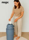MAGIC - HEKA M Diaper Pail | Odorless &amp; Telescopic | 35 Diaper Capacity | 2nd Life Concept: Converts to Potty Trainer, Kitchen Waste Bin, or Toilet Lid | Free Roll of 15 Bags - Pigeon Blue