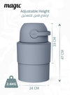 MAGIC - HEKA M Diaper Pail | Odorless &amp; Telescopic | 35 Diaper Capacity | 2nd Life Concept: Converts to Potty Trainer, Kitchen Waste Bin, or Toilet Lid | Free Roll of 15 Bags - Pigeon Blue