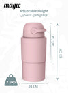 MAGIC - HEKA L Diaper Pail | Odorless &amp; Telescopic | 45 Diaper Capacity | 2nd Life Concept: Converts to Potty Trainer, Kitchen Waste Bin, or Toilet Lid | Free Roll of 15 Bags - Blush Pink