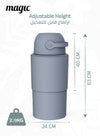 MAGIC - HEKA L Diaper Pail | Odorless &amp; Telescopic | 45 Diaper Capacity | 2nd Life Concept: Converts to Potty Trainer, Kitchen Waste Bin, or Toilet Lid | Free Roll of 15 Bags - Pigeon Blue