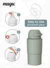 MAGIC - HEKA L Diaper Pail | Odorless &amp; Telescopic | 45 Diaper Capacity | 2nd Life Concept: Converts to Potty Trainer, Kitchen Waste Bin, or Toilet Lid | Free Roll of 15 Bags - Lichen