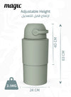 MAGIC - HEKA L Diaper Pail | Odorless &amp; Telescopic | 45 Diaper Capacity | 2nd Life Concept: Converts to Potty Trainer, Kitchen Waste Bin, or Toilet Lid | Free Roll of 15 Bags - Lichen
