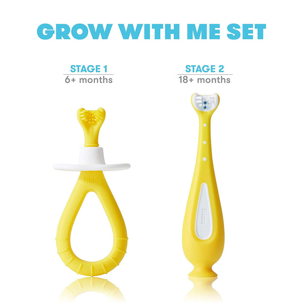 Fridababy Grow-with-Me Training Toothbrush Set | Infant to Toddler Toothbrush Oral Care for Sensitive Gums Combo Pack by Frida Baby