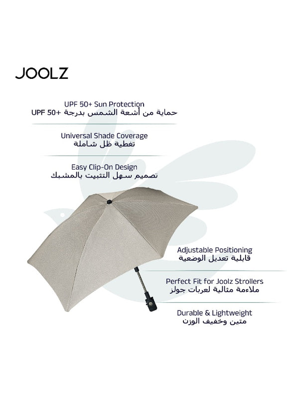 Universal Baby Stroller Parasol UPF50+ Sun Protection | Adjustable Flexible Arm Clip-On Umbrella | Sandy Taupe | Fits Multiple Strollers | Lightweight Shade 30 CM - Sandy Taupe