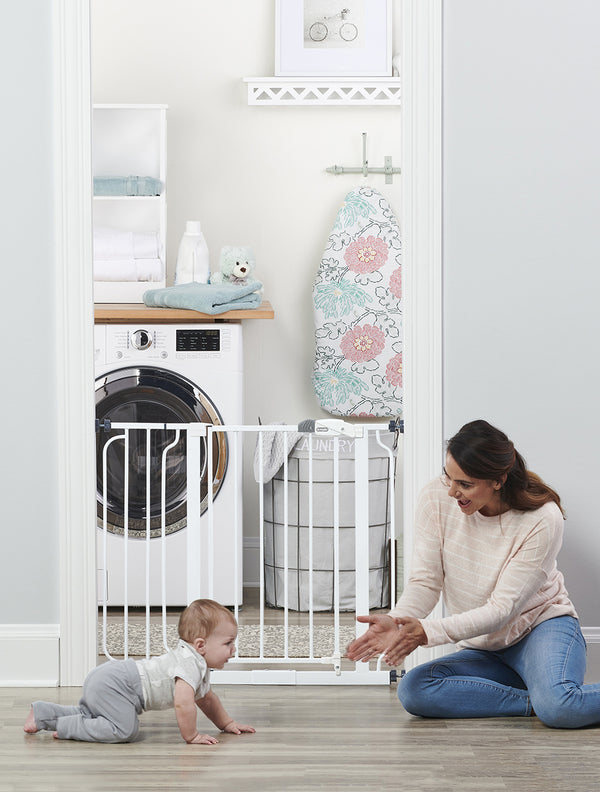 Regalo Easy Step 38.5-Inch Extra Wide Walk Thru Baby Gate – Secure, Adjustable Safety Gate for Doorways & Stairs, Pressure Mount, One-Hand Latch, Pet-Friendly