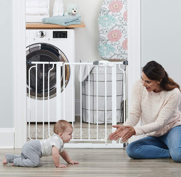 Regalo Extra Wide Safety Gate  – Adjustable Baby & Pet Gate with Walk-Through Door, Pressure Mount & Hardware, Secure for Stairs, Hallways & Doorways